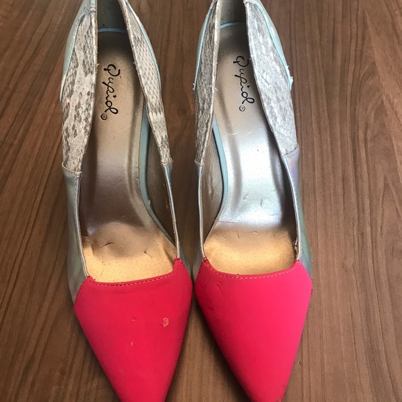 Qupid snakeskin pink stilettos - Picture 1 of 11